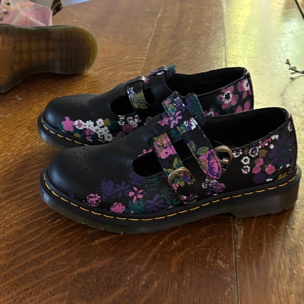 Dr. Martens Black Floral Dress Shoes